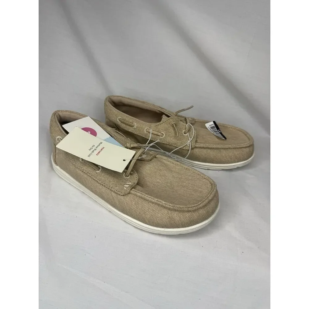 Cat & Jack Kids' Boyd Boat Sneakers Khaki Big Boys 4 NWT